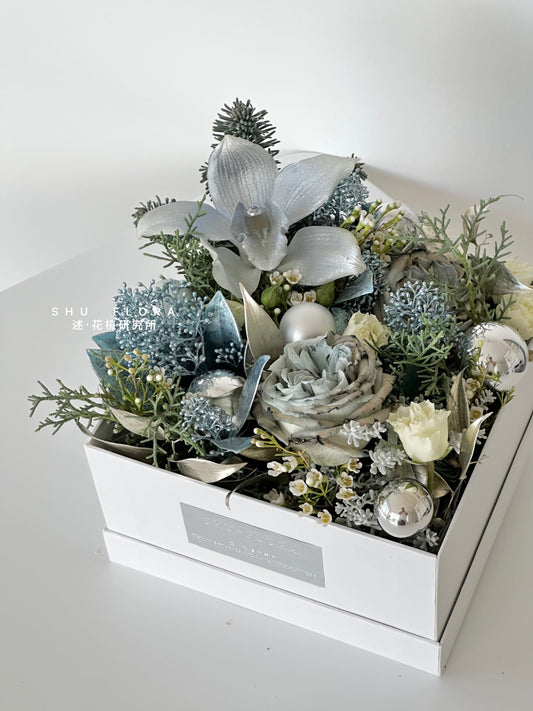 Silver&Blue Christmas Flower Box