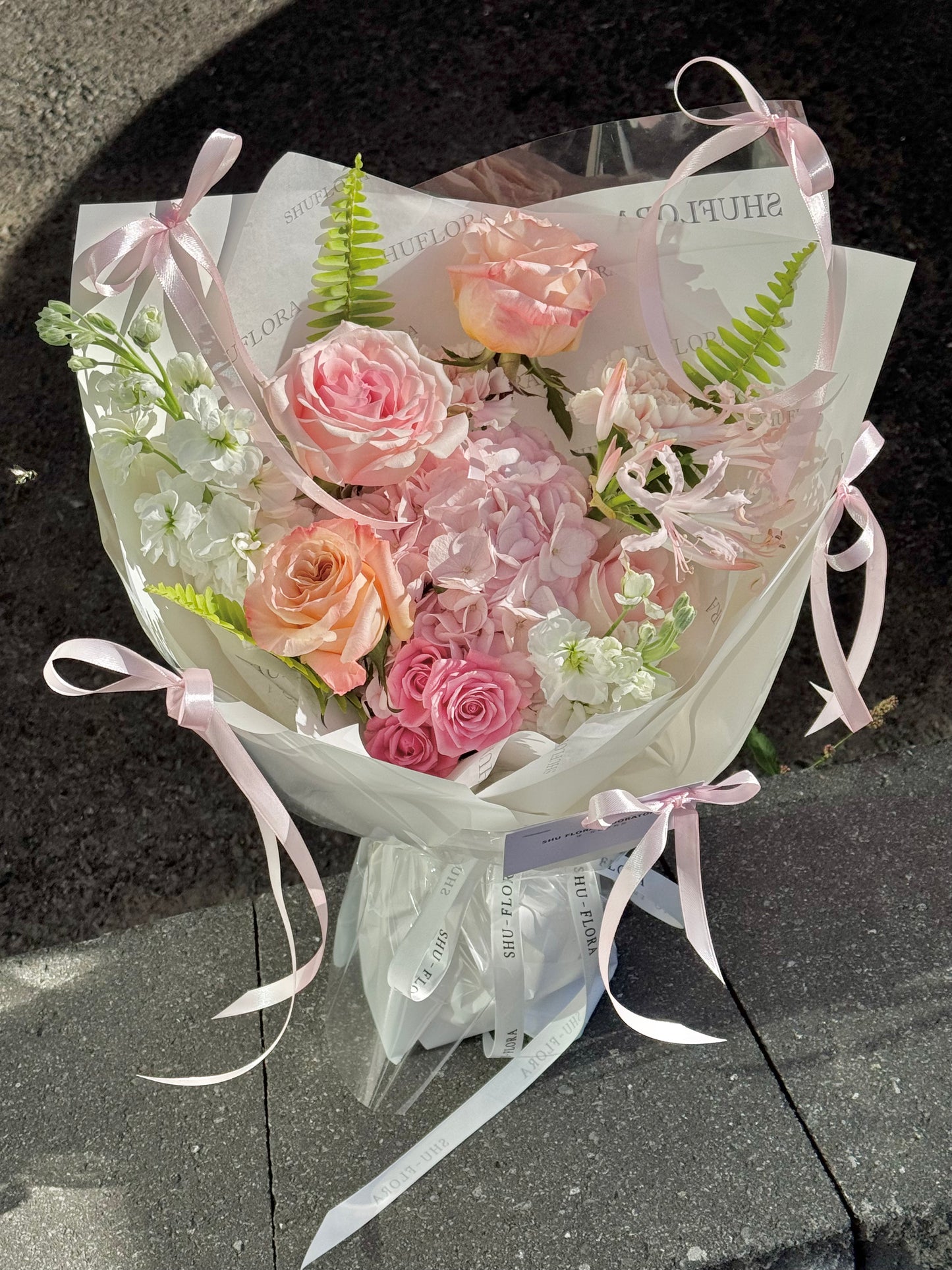 Blush & Bow Mixed flower Bouquet