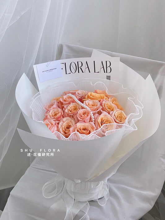 Apricot Colour Roses Bouquet