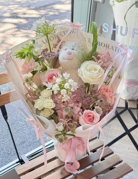 Blush & Bow Mixed flower Bouquet