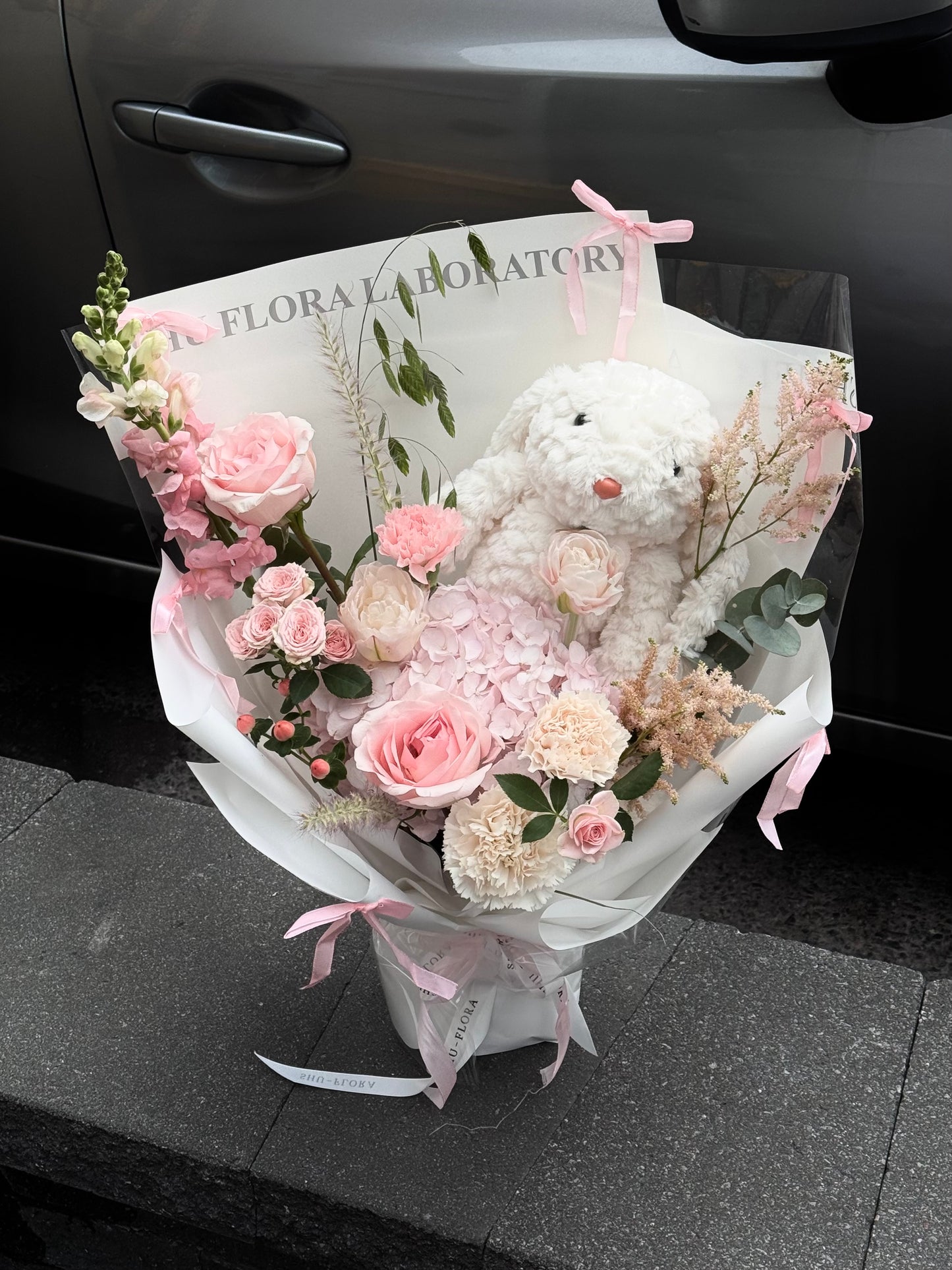 Blush & Bow Mixed flower Bouquet
