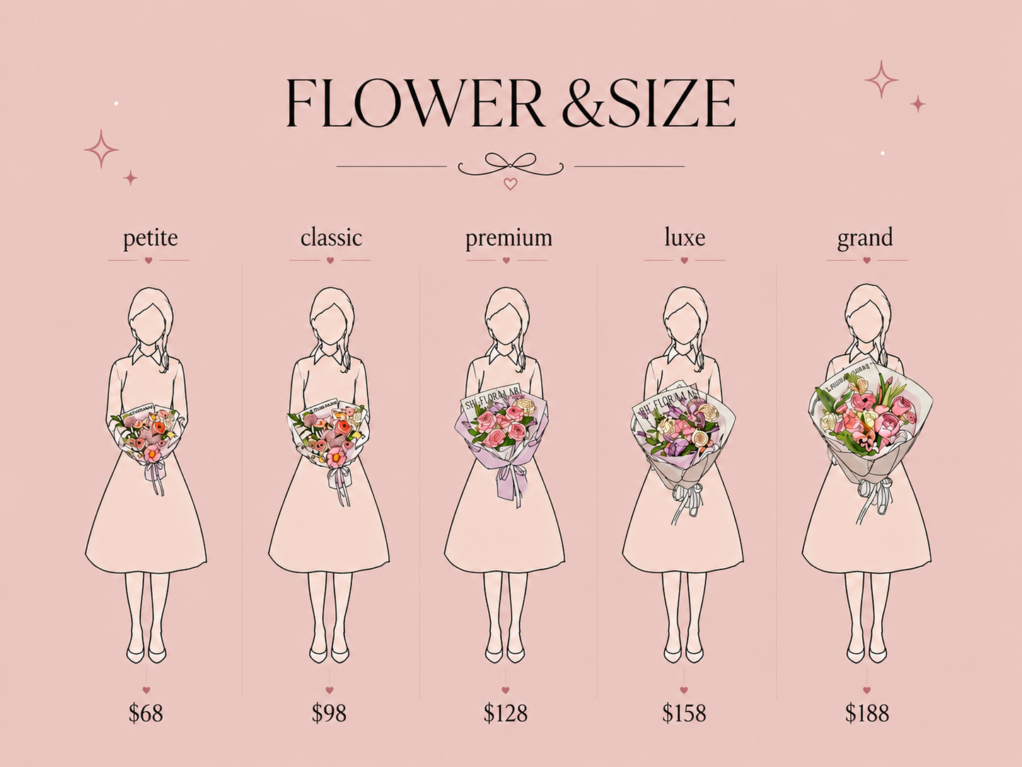 Blush & Bow Mixed flower Bouquet
