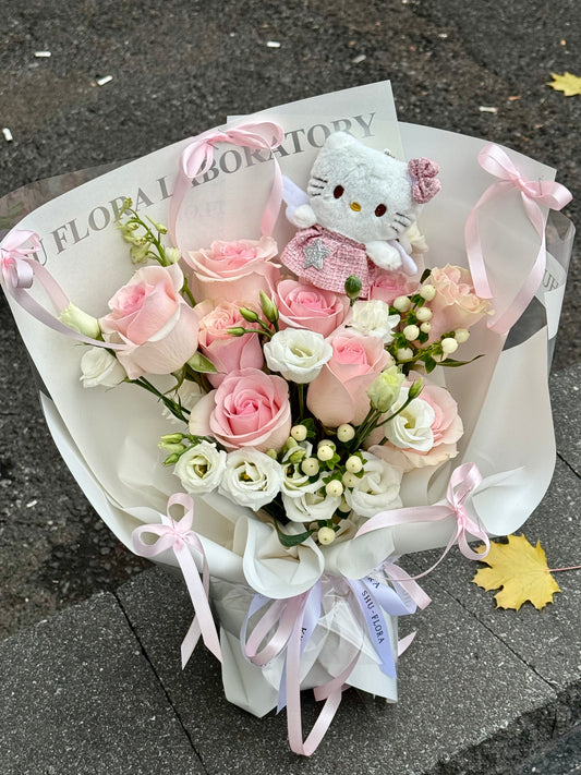 Blush & Bow Mixed flower Bouquet