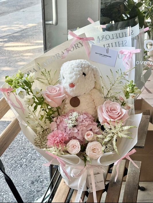 Blush & Bow Mixed flower Bouquet
