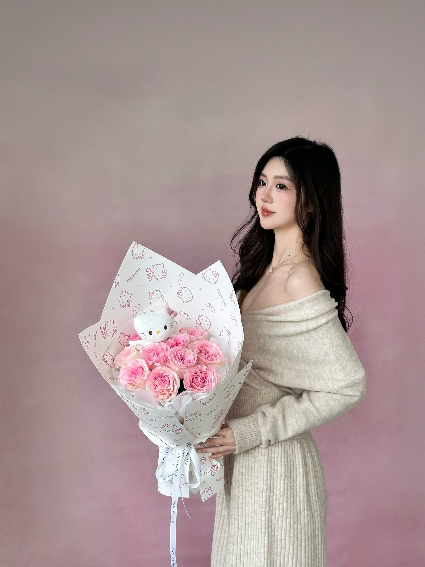 Pink Roses with Kitty