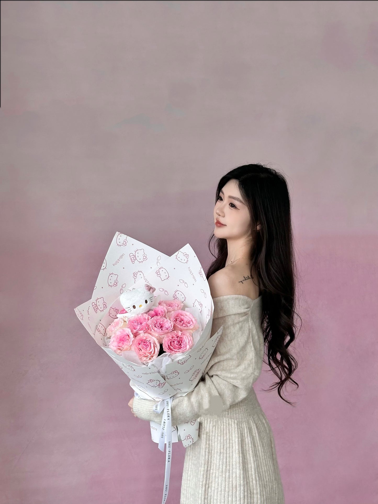 Pink Roses with Kitty
