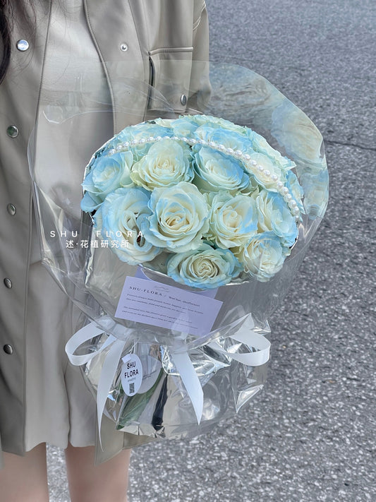 Ice Blue Rose Russian Round Bouquet