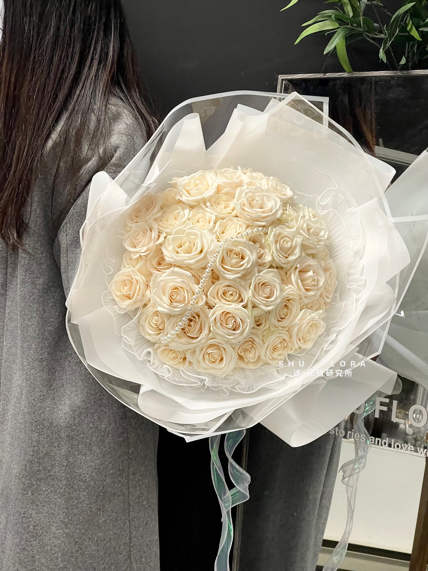 Luxury Round White Rose Bouquet