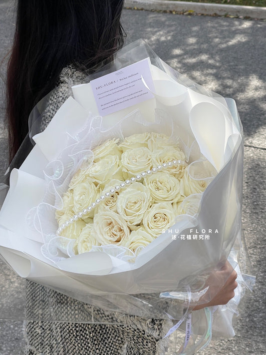 Luxury Round White Rose Bouquet